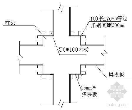 地板节点示意图尺寸资料下载-梁柱接头节点模板示意图