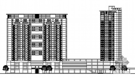 高层商住楼建筑方案图资料下载-某二十八层商住楼建筑方案图