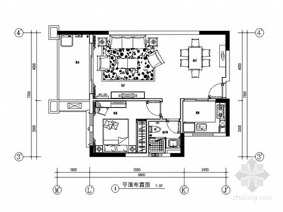 54平户型cad资料下载-[广州]南湖某花园洋房C户型室内装修图（含选材表）