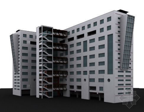 米兰白色波浪办公楼资料下载-办公楼模型