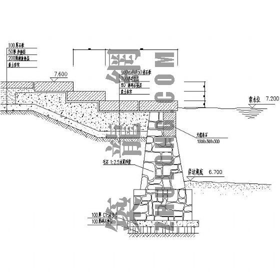 水系驳岸CAD资料下载-龙井坞区块水系驳岸详图3