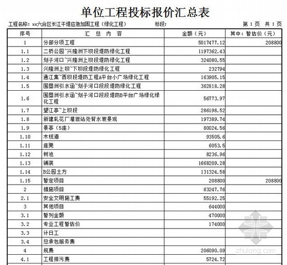 2013江苏清单规范资料下载-[江苏]2013年园林绿化工程工程量清单报价（中标价）