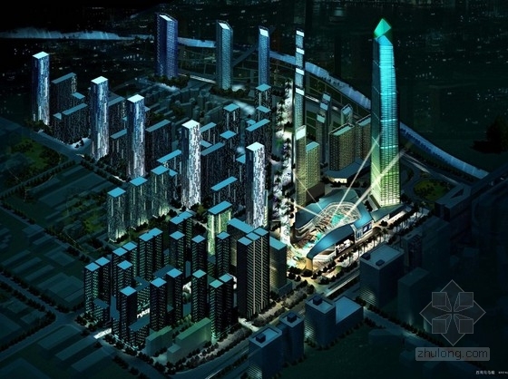 [深圳]旧城改造城市综合体规划设计方案文本-城市综合体鸟瞰图 