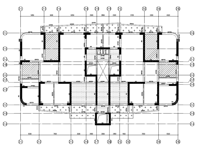 [福州]超限高层（住宅+办公）建筑工程抗震设防审查报告（2014）-2#标准层结构平面布置图