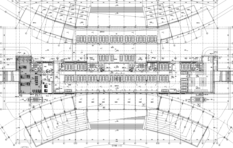 [湖北]某市级大型联排市民服务中心行政会议大楼（CAD+JPG）-主楼一层平面图