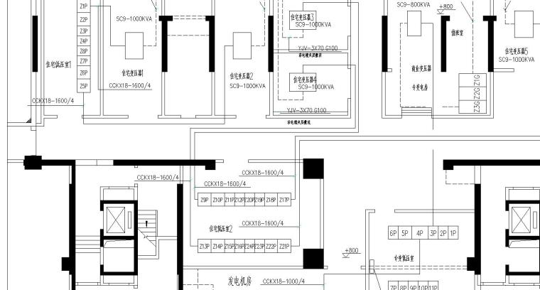 某高层建筑电气全套图纸-配电间布置图