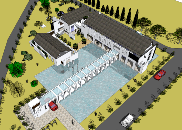 办公su模型图资料下载-某水电厂办公楼SketchUp模型