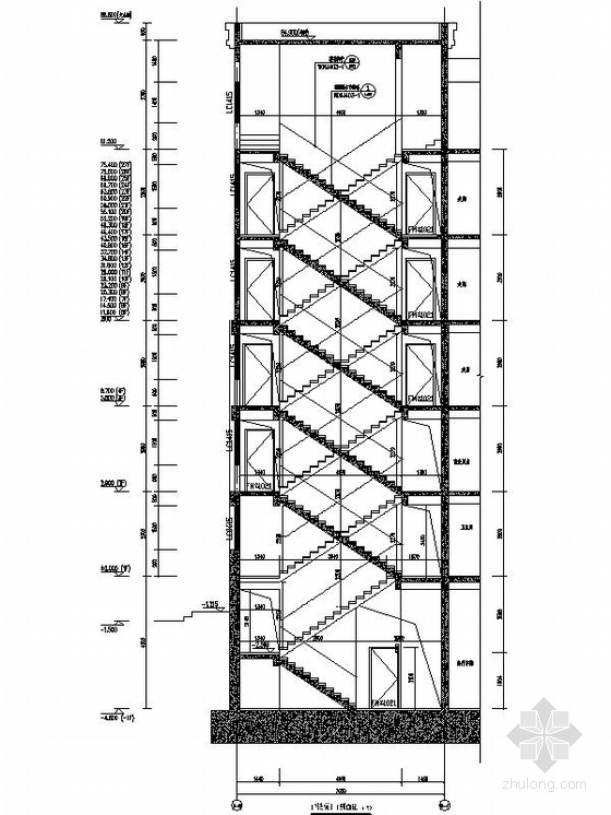 28层新古典风格商住楼建筑设计施工图（2015年6月图纸 推荐参考）-28层新古典风格商住楼建筑楼梯剖面图