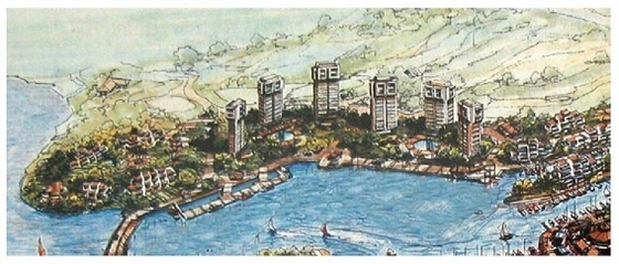 [福建]滨水特色旅游公园景观方案(知名规划设计院)-手绘意向图