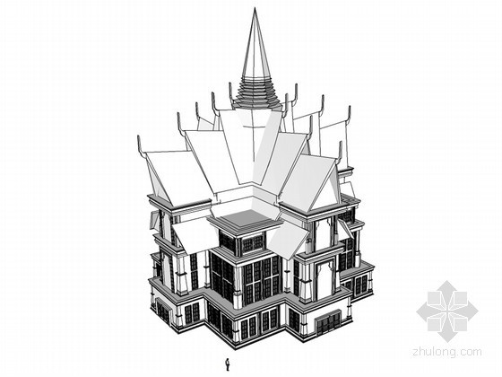 欧式建筑别墅效果图资料下载-欧式建筑SketchUp模型下载