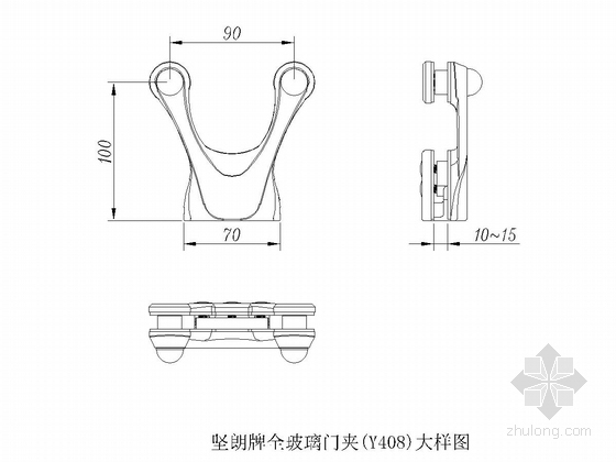 售楼处点式玻璃幕墙竣工图-玻璃门夹大样图