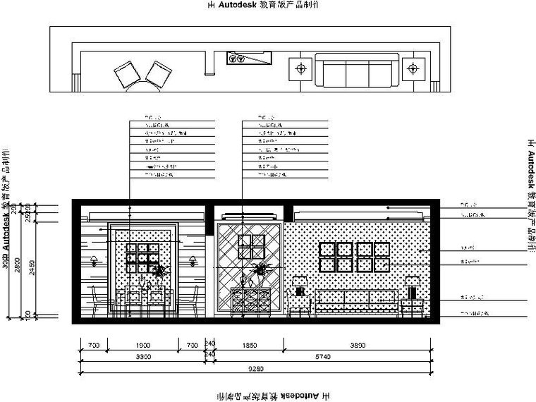 [安徽]现代简约两层三居室设计施工图（含效果图）-[安徽]现代简约两层三居室设计立面图