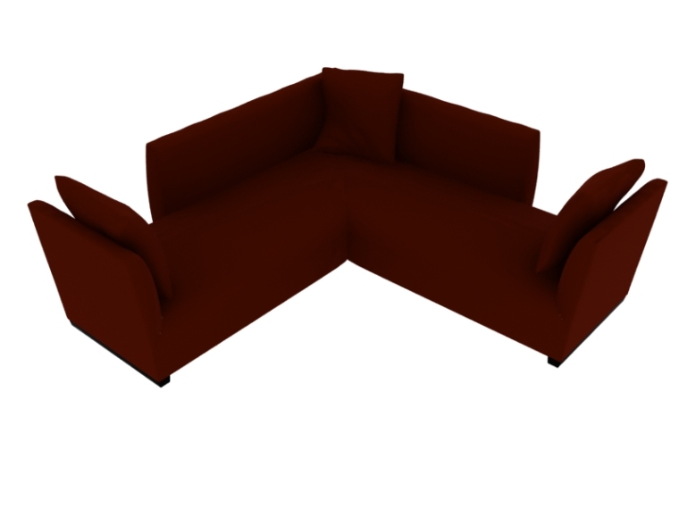 红色台灯3D模型资料下载-红色拐角沙发3D模型下载