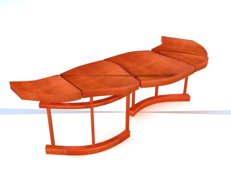 室外家具贴图资料下载-室外木制景观椅3D模型下载