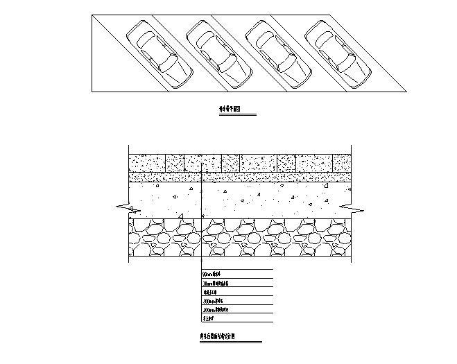 [四川]某小区海绵城市技术施工图块（附施工设计说明）-停车场路面结构示意图