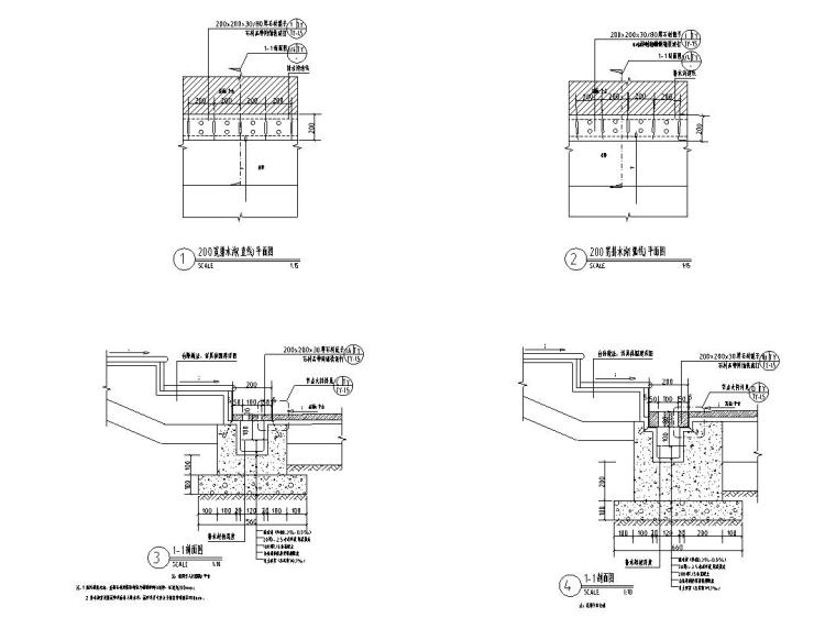 排水沟做法标准设计（2017年最新资料）-200宽石材盖板排水沟大样二
