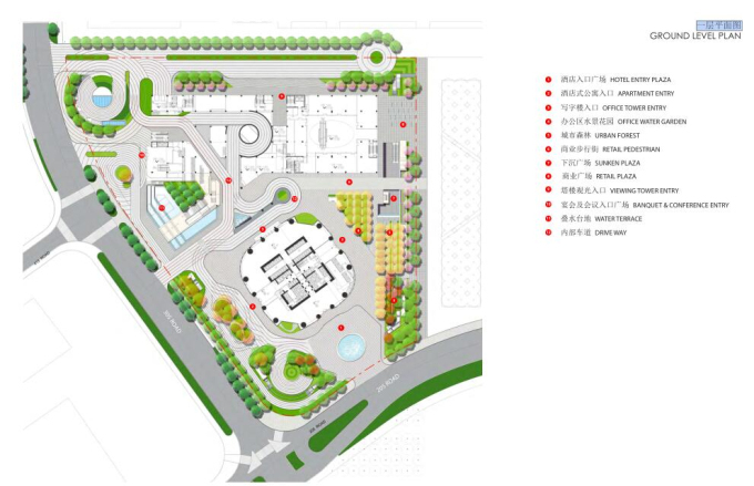 [湖北]武汉中心景观方案设计-一层平面图