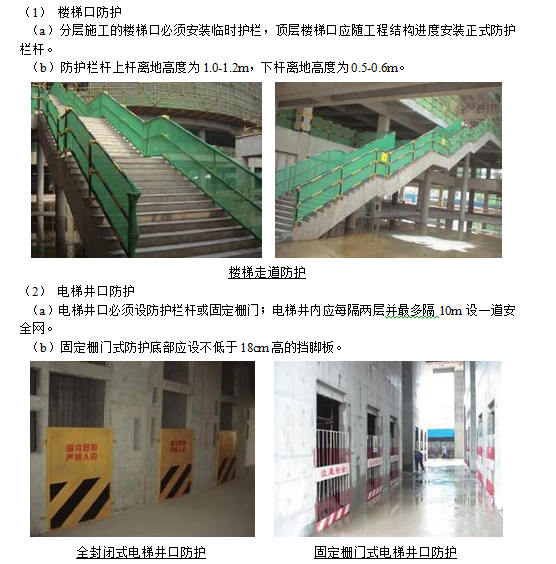 知名企业现场安全文明施工管理规定(样板)-楼梯口防护和电梯井口防护