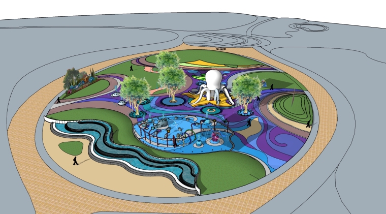 热带主题乐园景观CAD资料下载-儿童活动场地景观su模型（儿童海洋主题乐园）