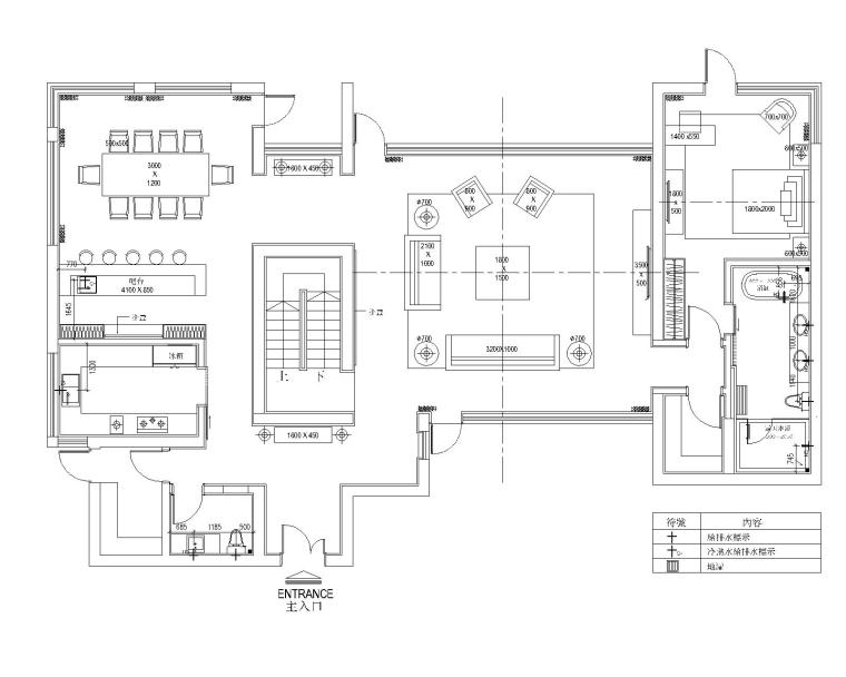 美国塞班岛高档五居室别墅全套CAD施工图（附效果图）-7首层给排水定位图