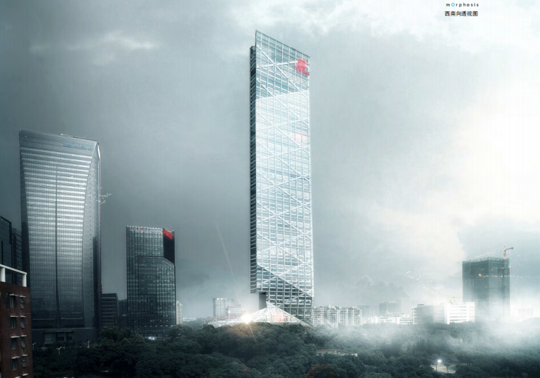 高层双子办公楼设计方案资料下载-汉京高层办公楼建筑设计方案报建文本