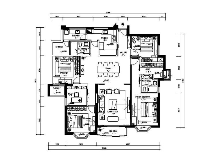 装饰保温一体板效果图资料下载-中式风格大型住宅板间设计CAD施工图（含效果图）
