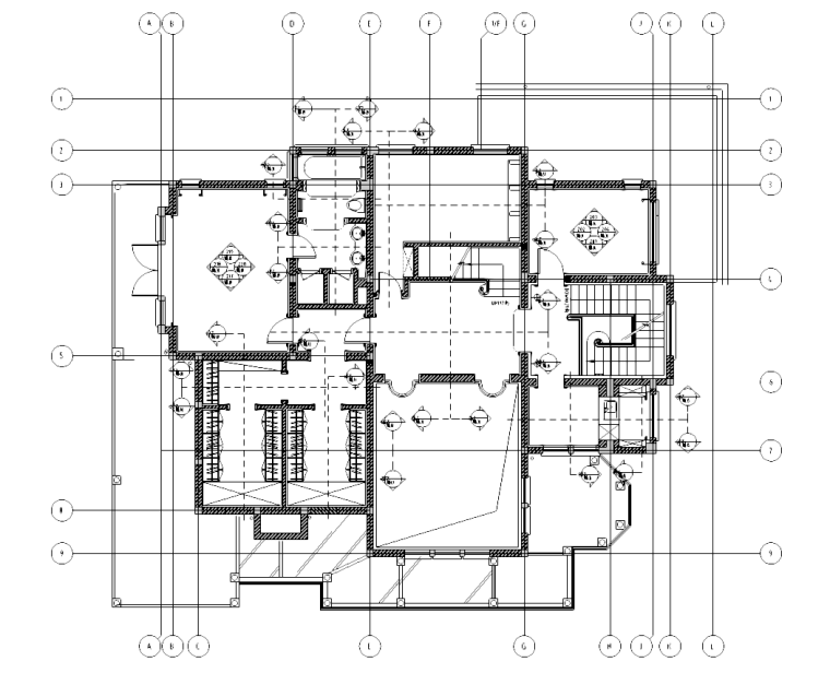 庄园别墅图纸资料下载-[上海]某欧式三层庄园别墅室内设计施工图