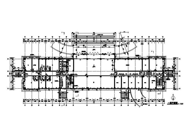 [宁夏]高层石材外墙指挥办公中心建筑施工图（含食堂）-高层石材外墙指挥办公中心建筑平面图