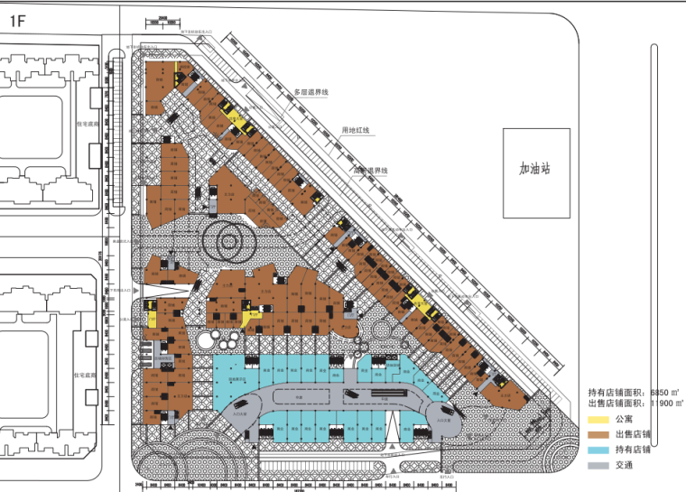 [陕西]某城市绿地商业缤纷城建筑方案文本（PDF+81页）-一层平面图
