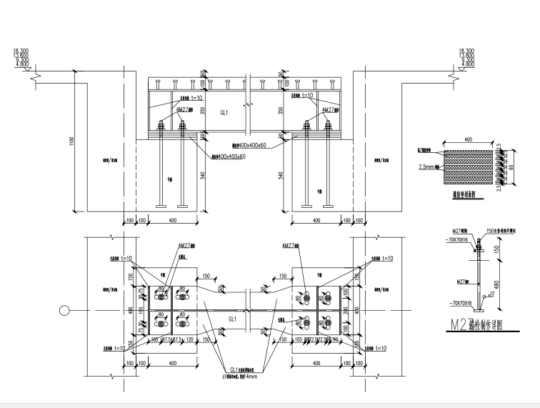 连廊施工图详图资料下载-钢结构连廊结构施工图（CAD、5张）