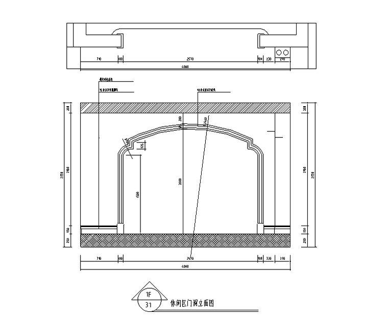 美式风格中南世纪城三居室住宅设计施工图（附效果图）-门洞立面图