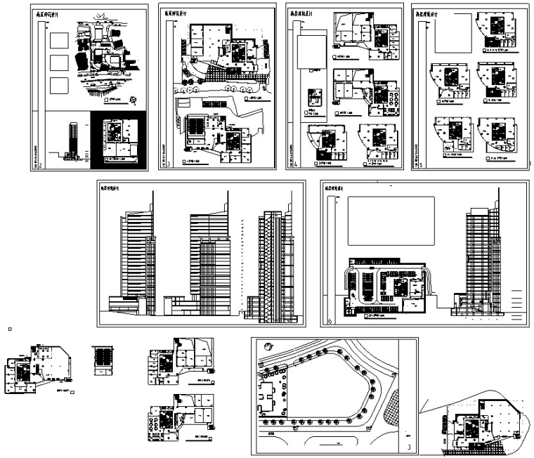 3套高层商住综合楼建筑设计施工图CAD-高层商业办公综合楼建筑设计施工图