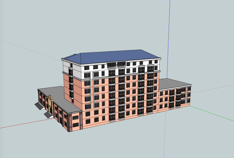 寺庙3D建筑模型资料下载-居住区建筑模型设计