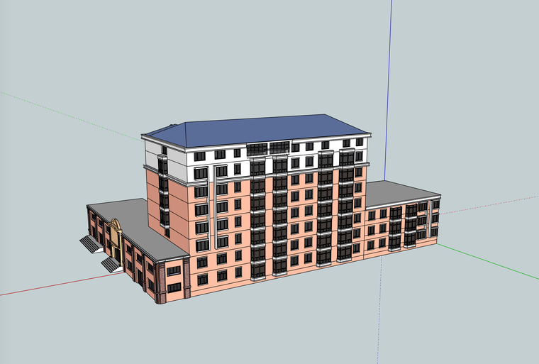 skp建筑模型渲染教程资料下载-居住区建筑模型设计