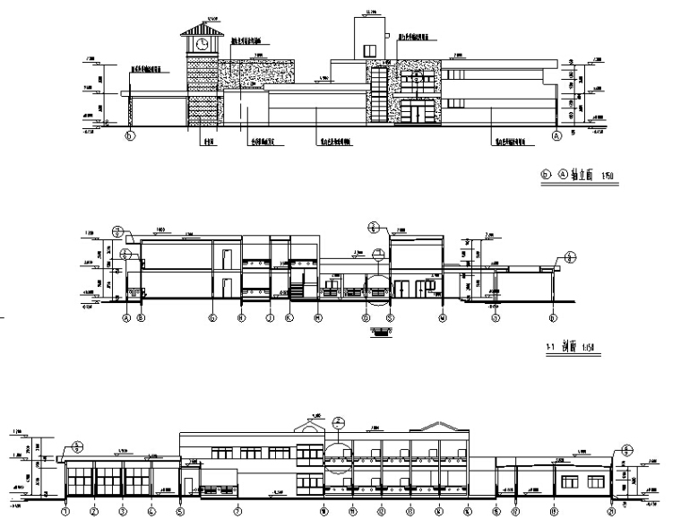 [苏州]某幼儿园室内装饰CAD施工图纸（含效果图）-轴立面图（2）