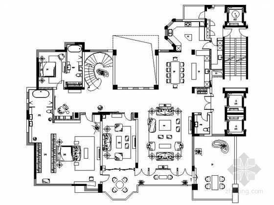三层复式建筑资料下载-[浙江]摩洛哥三层复式别墅室内装修施工图（含实景图及完整招标文件）