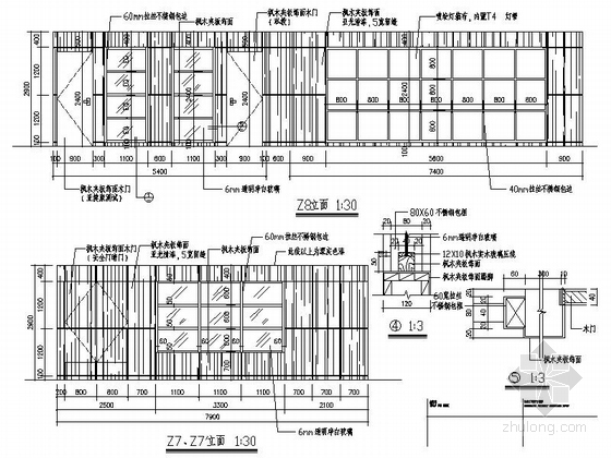 1000平米健身房会所设计施工图立面图