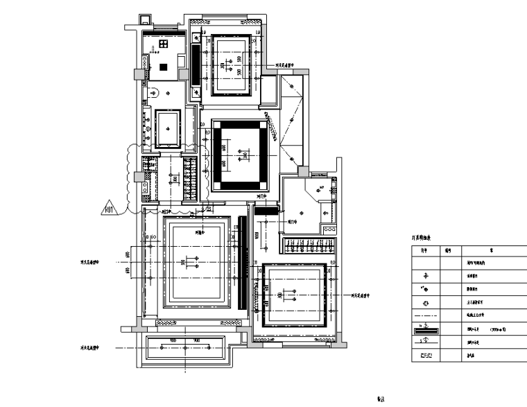 [江苏]雅居乐相城别墅设计施工图（附深化方案+软装方案+效果图）-天花灯具·尺寸图
