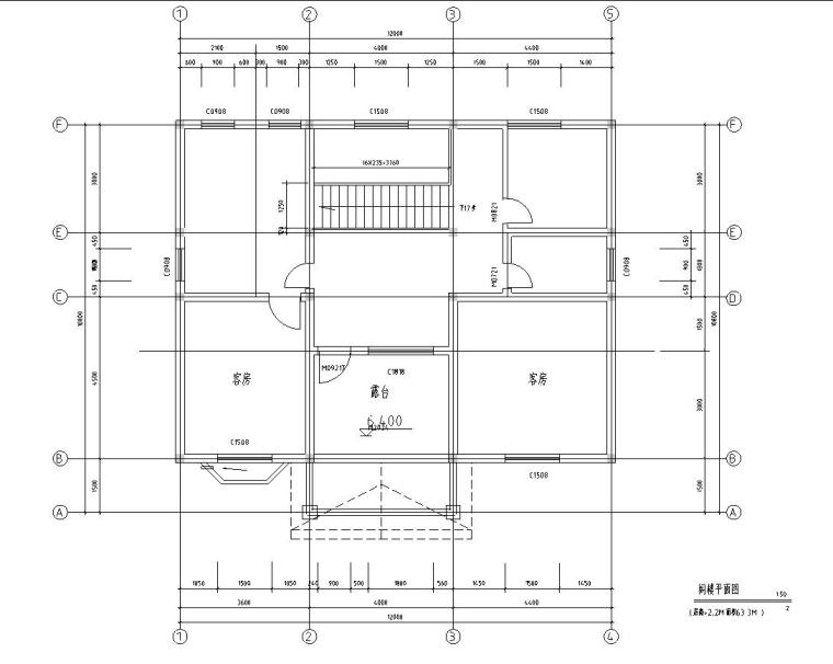 现代风格二层半独栋别墅建筑施工图设计-阁楼平面图