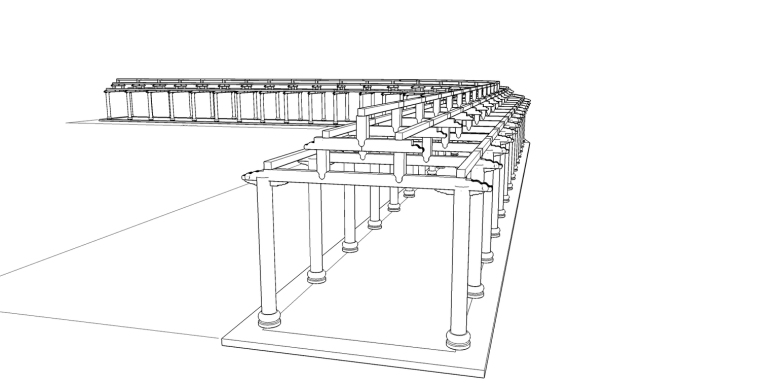 SKP古建长廊模型，CAD古建长廊建施图-游廊su学习作品1.jpg