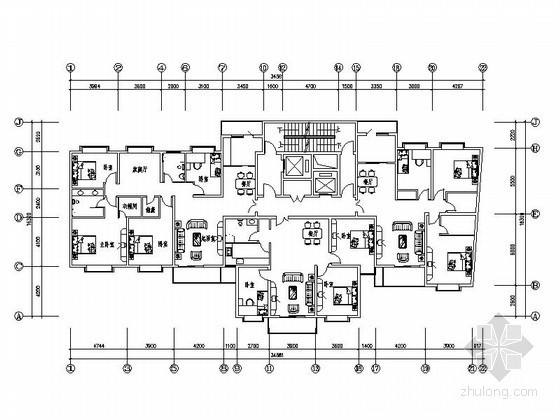 别墅户型CAD合集资料下载-经典高层住宅户型合集