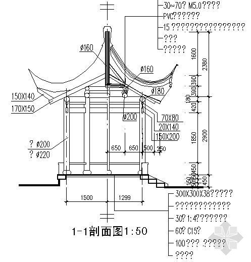 古建亭子建筑方案图系列-六角套亭-2