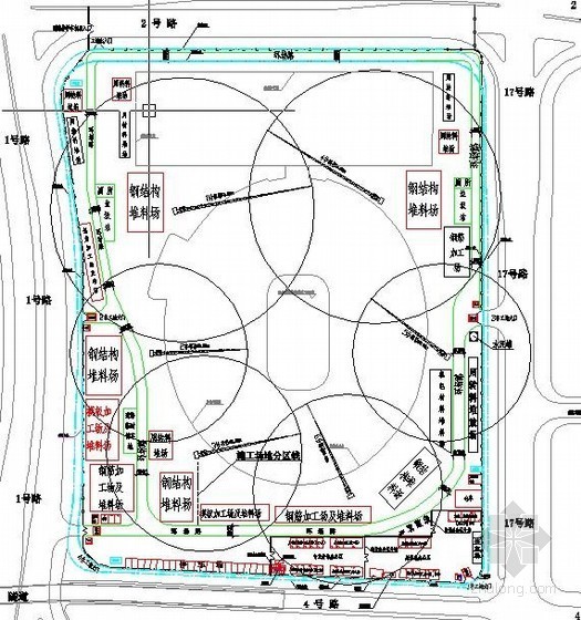 平面施工布置图以及横道图资料下载-[广东]大型体育场施工组织总设计（创鲁班奖工程，附场区布置图、横道图）