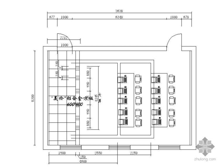 走廊铝合金格栅吊顶大样资料下载-[西安]某回坡底矿洗煤厂集控室竣工图