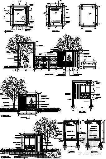 入口岗亭cad资料下载-东入口岗亭详图