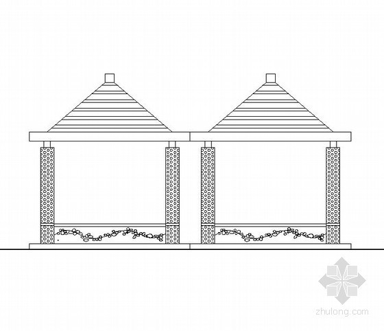 中式亭子立面图资料下载-情侣亭施工大样