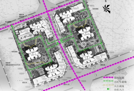 [重庆]现代风格高层住宅安置区规划设计方案文本（含CAD）-现代风格高层住宅安置区规划分析图