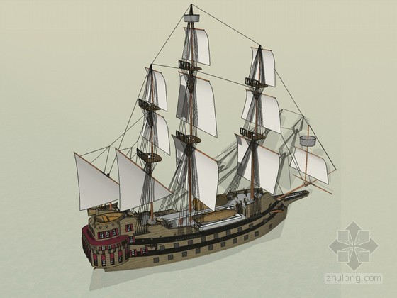 吹泥船资料下载-帆船SketchUp模型下载