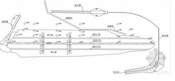 [西藏]新建大坝渗漏成因分析与处理-大坝浸润线监测孔平面布置示意图 