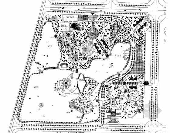 小型度假酒店设计总平面图资料下载-公园规划设计总平面图